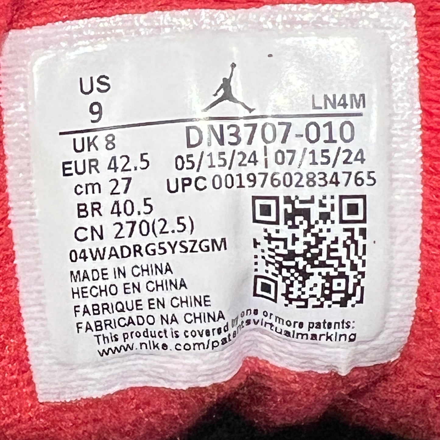 Jordan 3 Black Cement (2024) Size 9 USED s23056