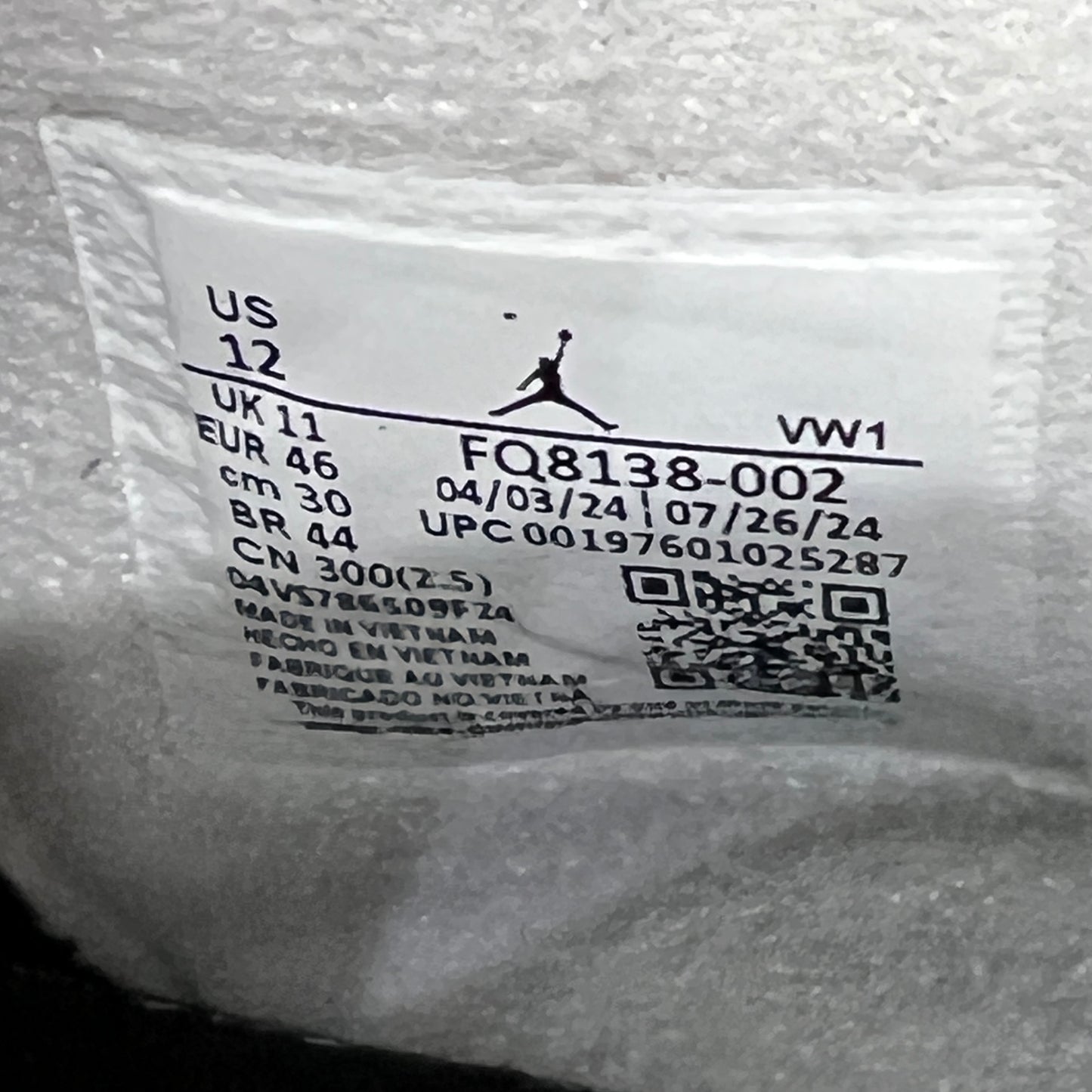 Jordan 4 Fear (2024) Size 12 NEW s23250