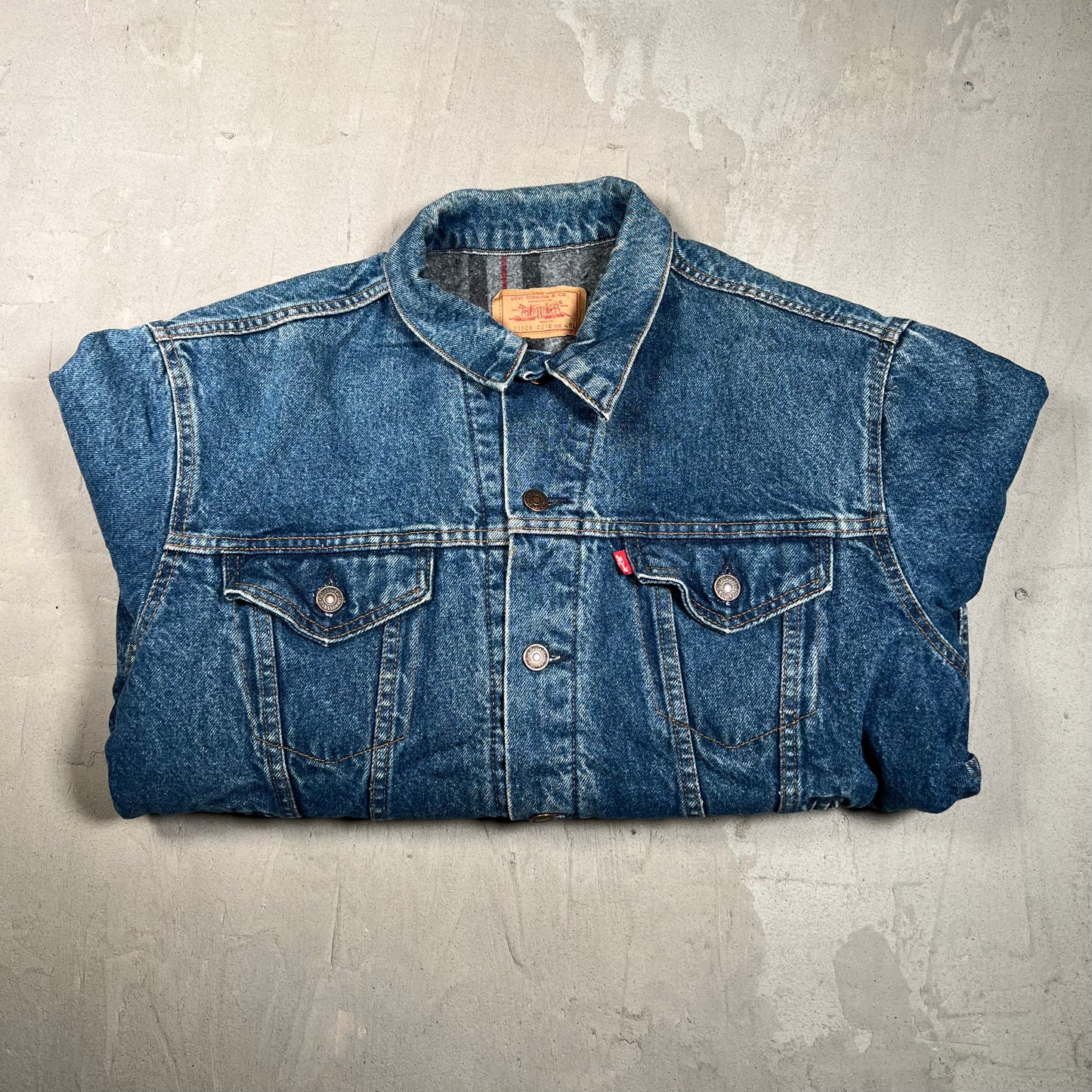 1980s Levis Denim Trucker Blanket Lining Blue Jean Jacket Size Large USED v19764