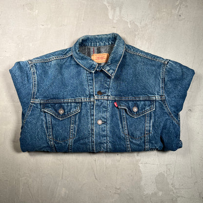 1980s Levis Denim Trucker Blanket Lining Blue Jean Jacket Size Large USED v19764