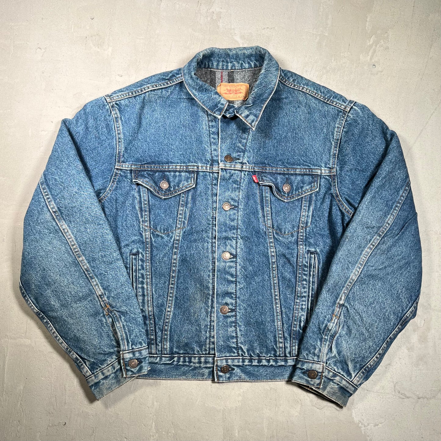 1980s Levis Denim Trucker Blanket Lining Blue Jean Jacket Size Large USED v19764