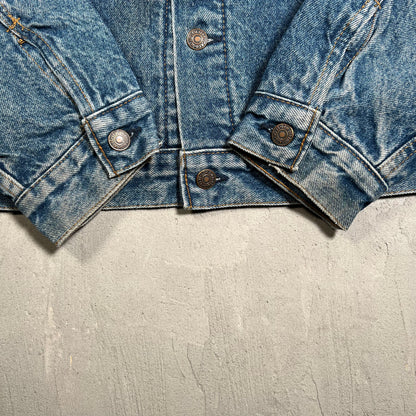 1980s Levis Denim Trucker Blanket Lining Blue Jean Jacket Size Large USED v19764