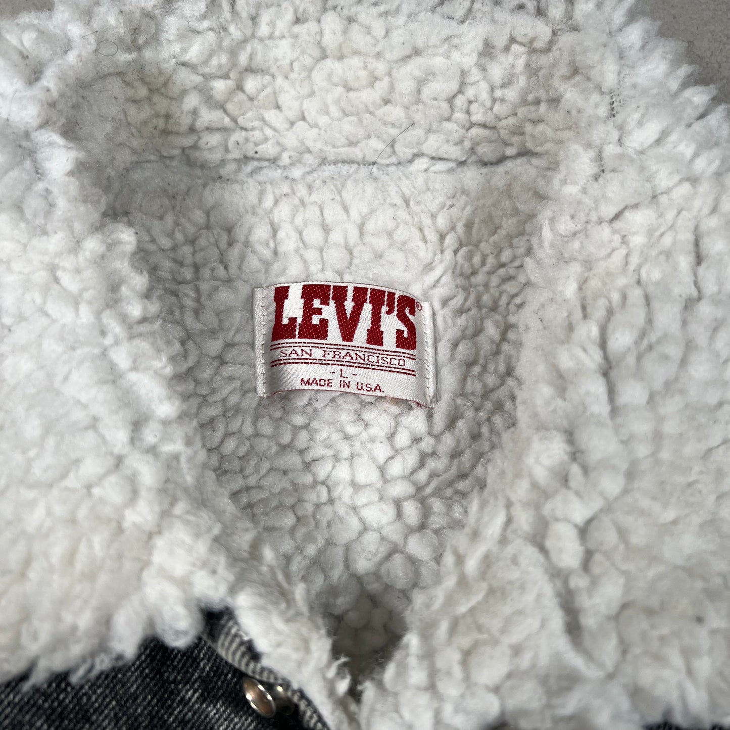 1980s Levis Acid Washed White Sherpa Lining Jean Jacket Size Large USED v19765