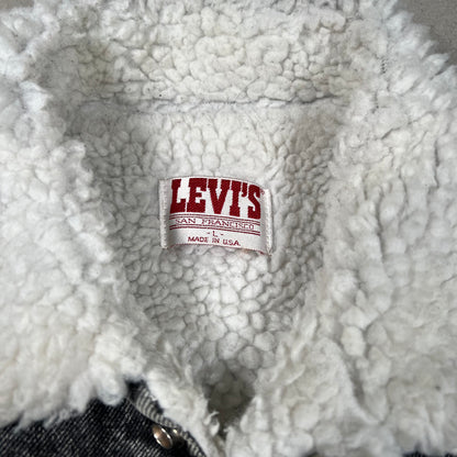 1980s Levis Acid Washed White Sherpa Lining Jean Jacket Size Large USED v19765