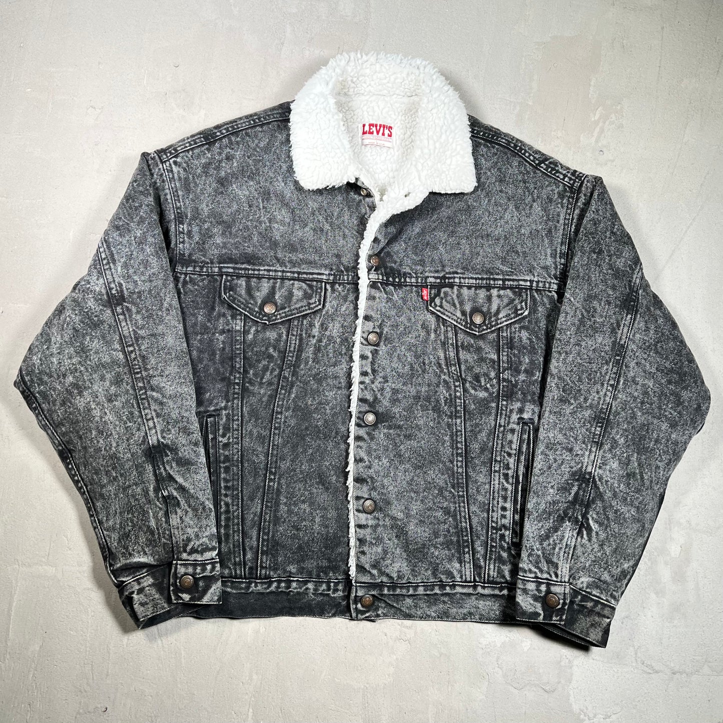 1980s Levis Acid Washed White Sherpa Lining Jean Jacket Size Large USED v19765