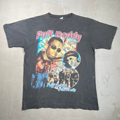 1990s Puff Daddy P Diddy Hold Me Down Rap Style Washed Black Tee Size XL USED v19760