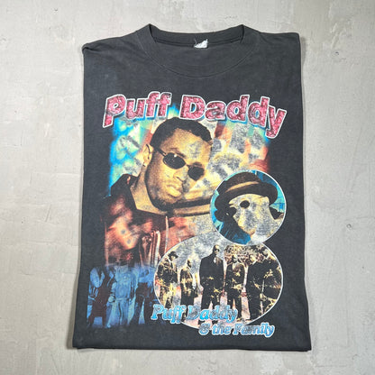 1990s Puff Daddy P Diddy Hold Me Down Rap Style Washed Black Tee Size XL USED v19760