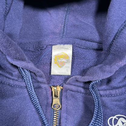 Y2K Ed Hardy Los Angeles Don Navy Blue Zip Up Hoodie Size Large USED x17895