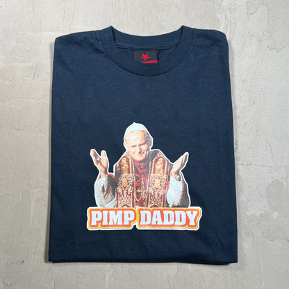 Y2K Serial Killers Pope Leo XIV "Pimp Daddy" Navy Tee Size Large USED v19766