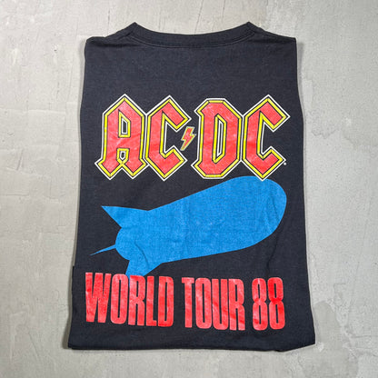 1988 ACDC Blow Up Your Video World Tour Black Tee Size Large USED v19771