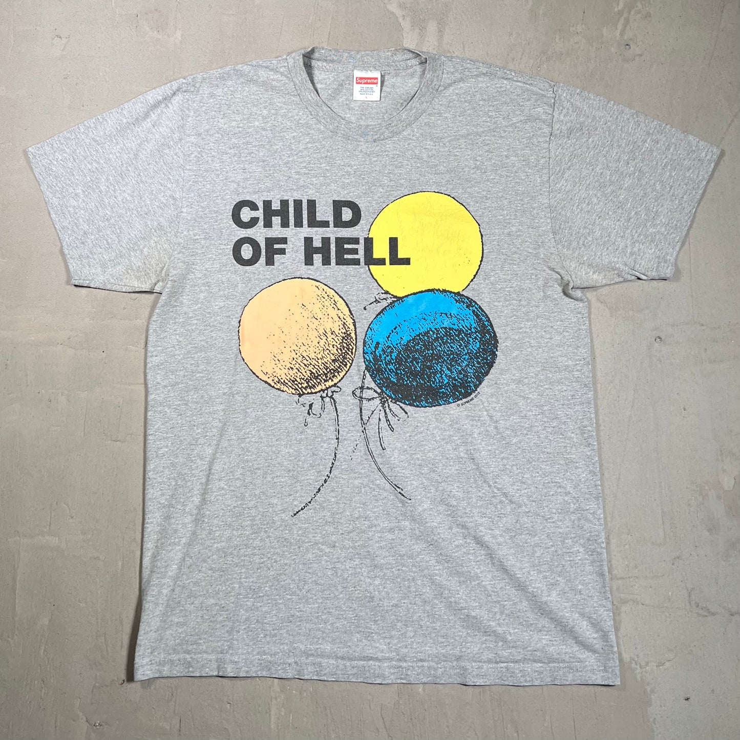2015 Supreme Child of Hell Grey Tee Size Large USED x17899