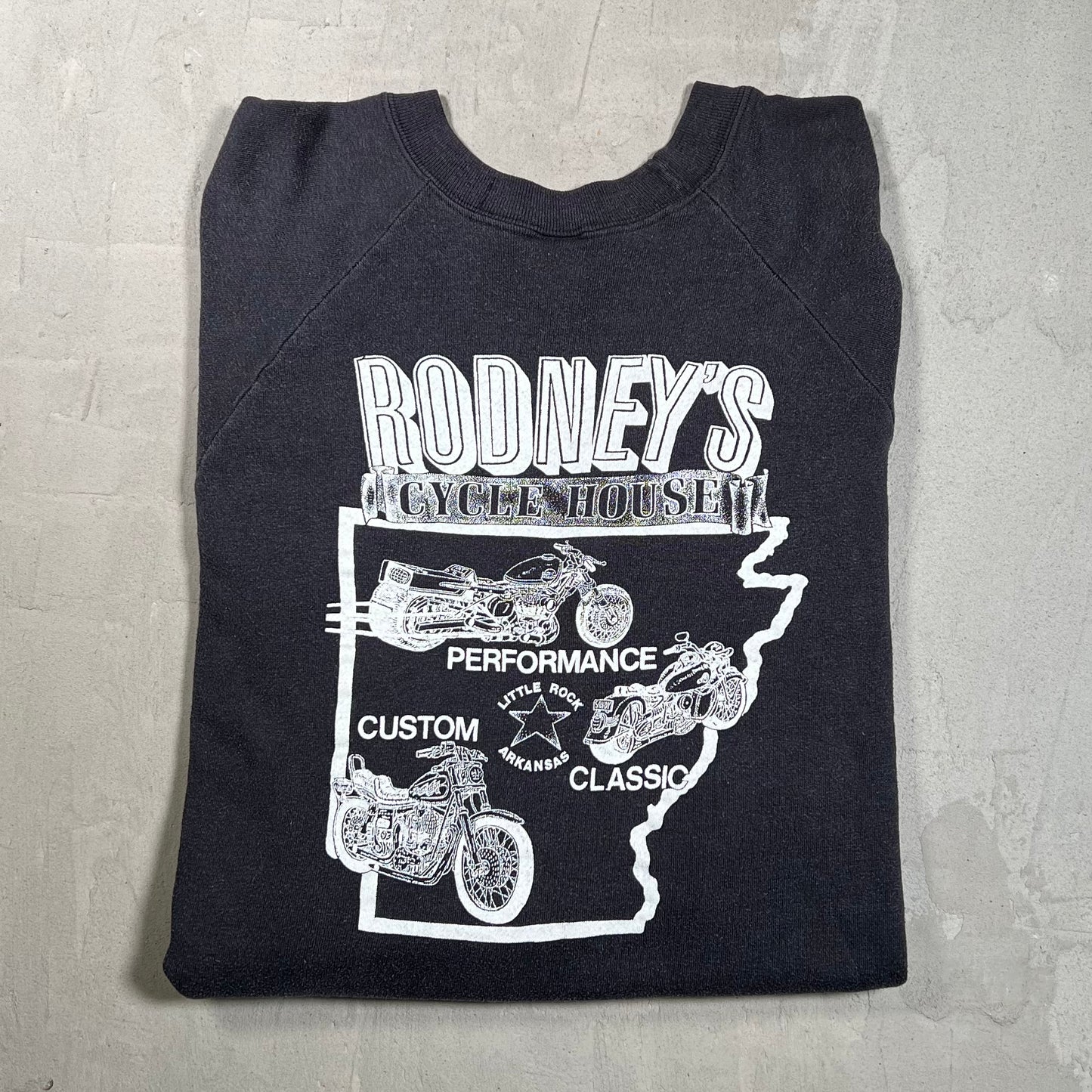 1987 Harley Davidson Rodneys Cycle House Black Crewneck Size XL USED v19781