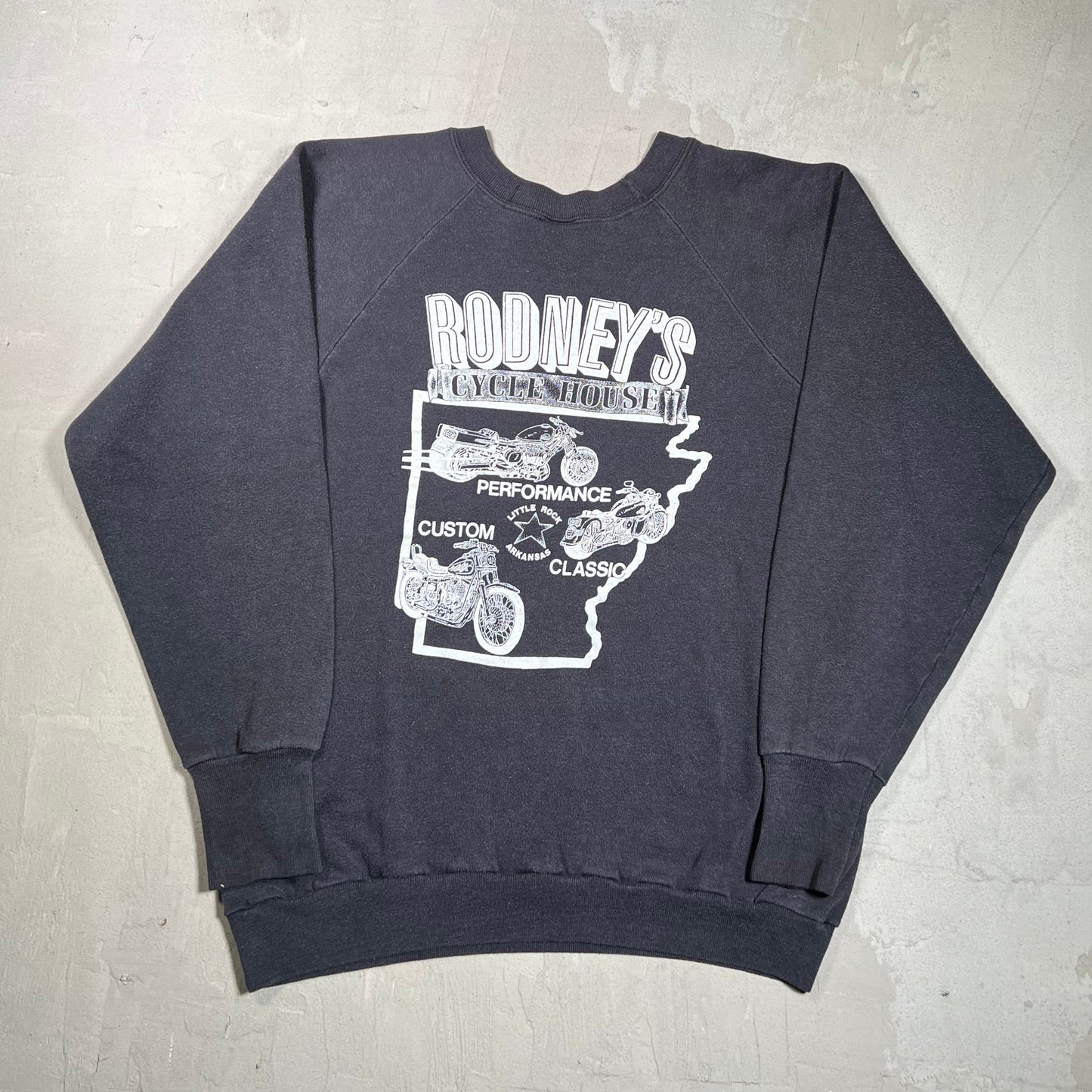 1987 Harley Davidson Rodneys Cycle House Black Crewneck Size XL USED v19781