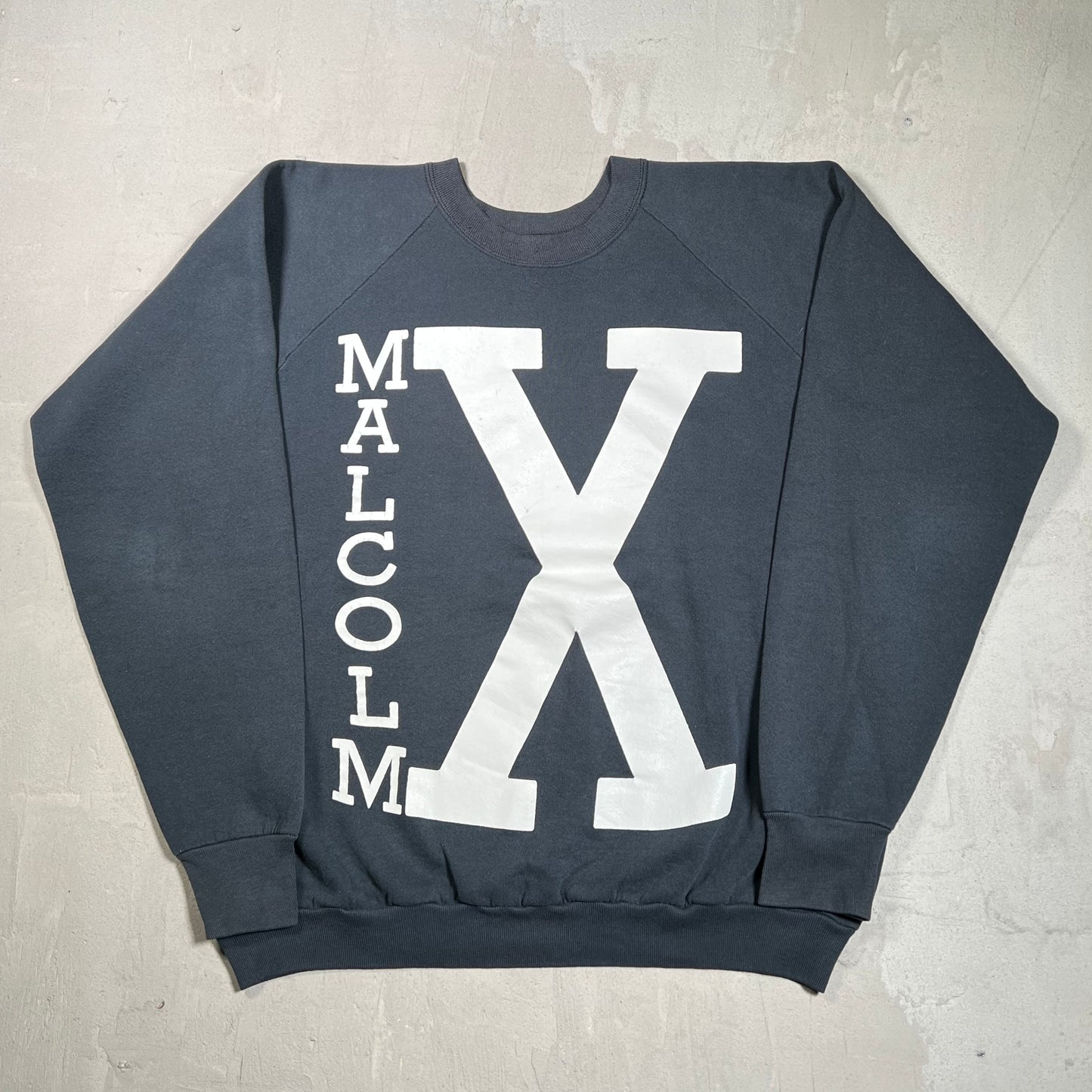 1990s Malcolm X Big Print Black Crewneck Size XL USED v19780
