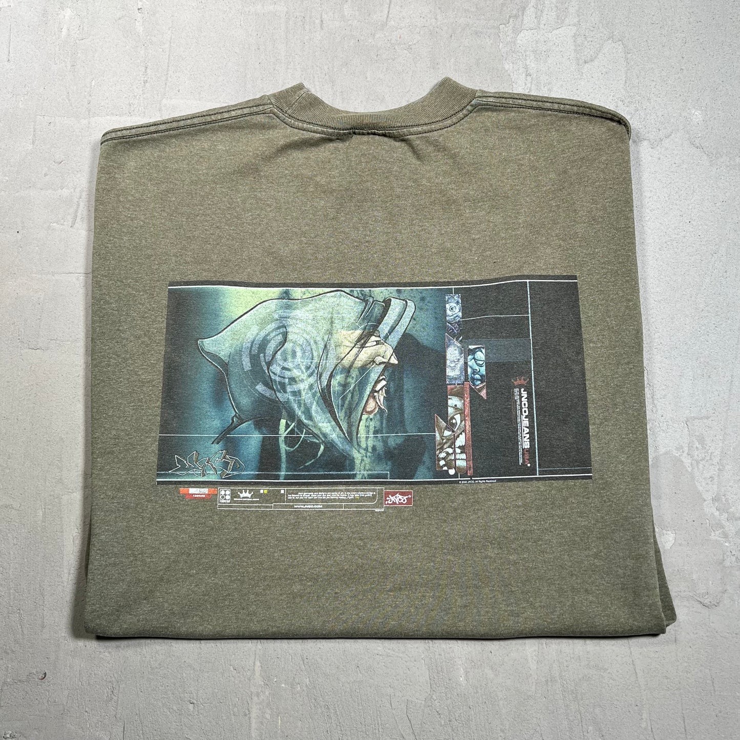 2000 Jnco Anime Wizard Green Tee Size Large USED v19776