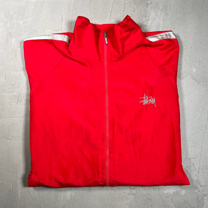 1990s Stussy Red Light Zip Up Windbreaker Size Medium USED v19778