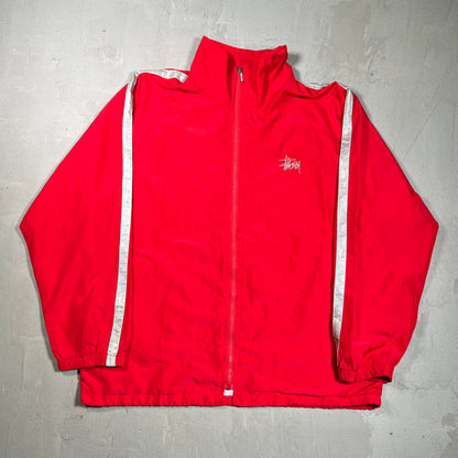 1990s Stussy Red Light Zip Up Windbreaker Size Medium USED v19778