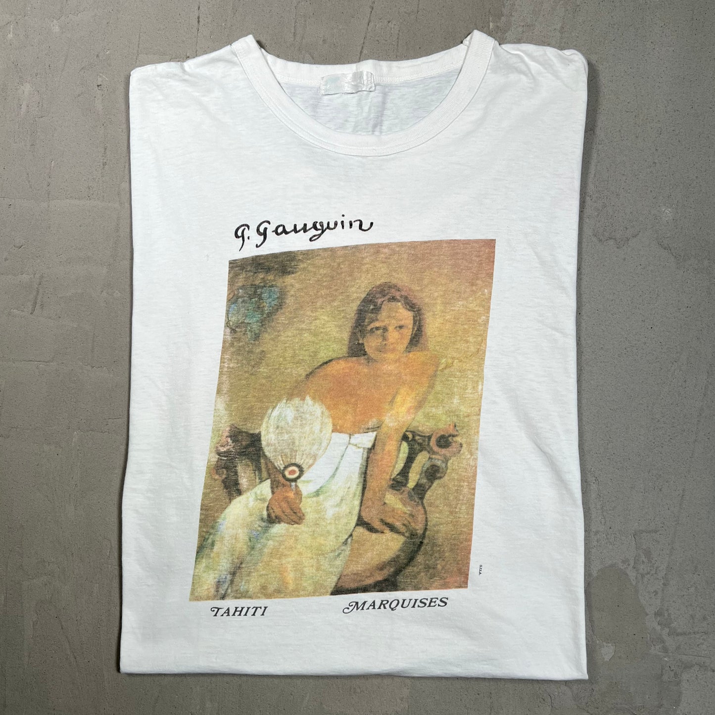 1990s Paul Gauguins Arearea Painting Print White Tee Size XL USED v19767