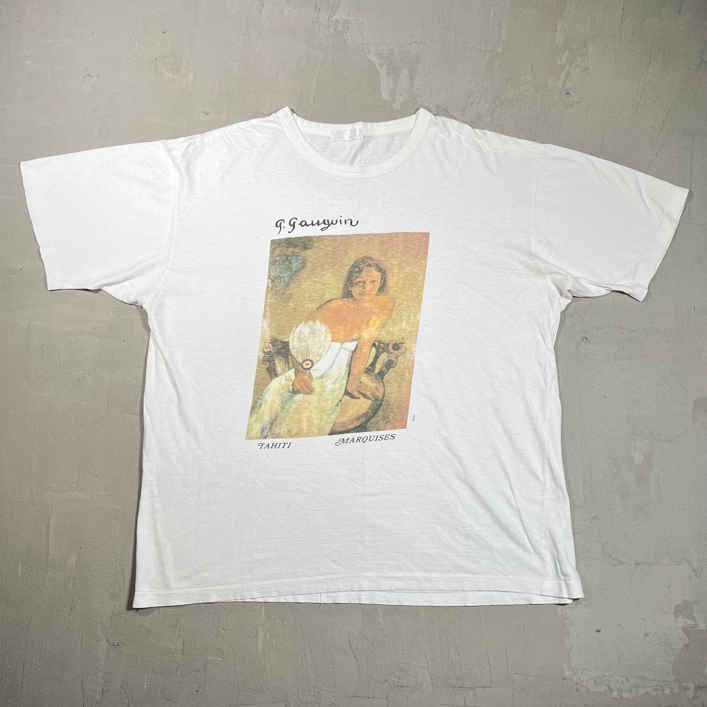 1990s Paul Gauguins Arearea Painting Print White Tee Size XL USED v19767