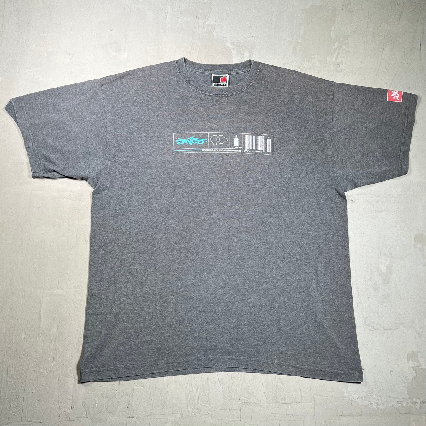 Y2K Jnco Underground Substance Graffiti Grey Tee Size XL USED v19777