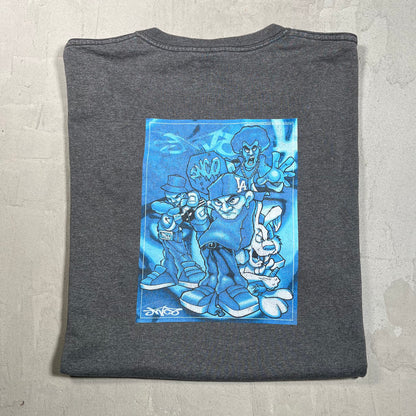 Y2K Jnco Underground Substance Graffiti Grey Tee Size XL USED v19777