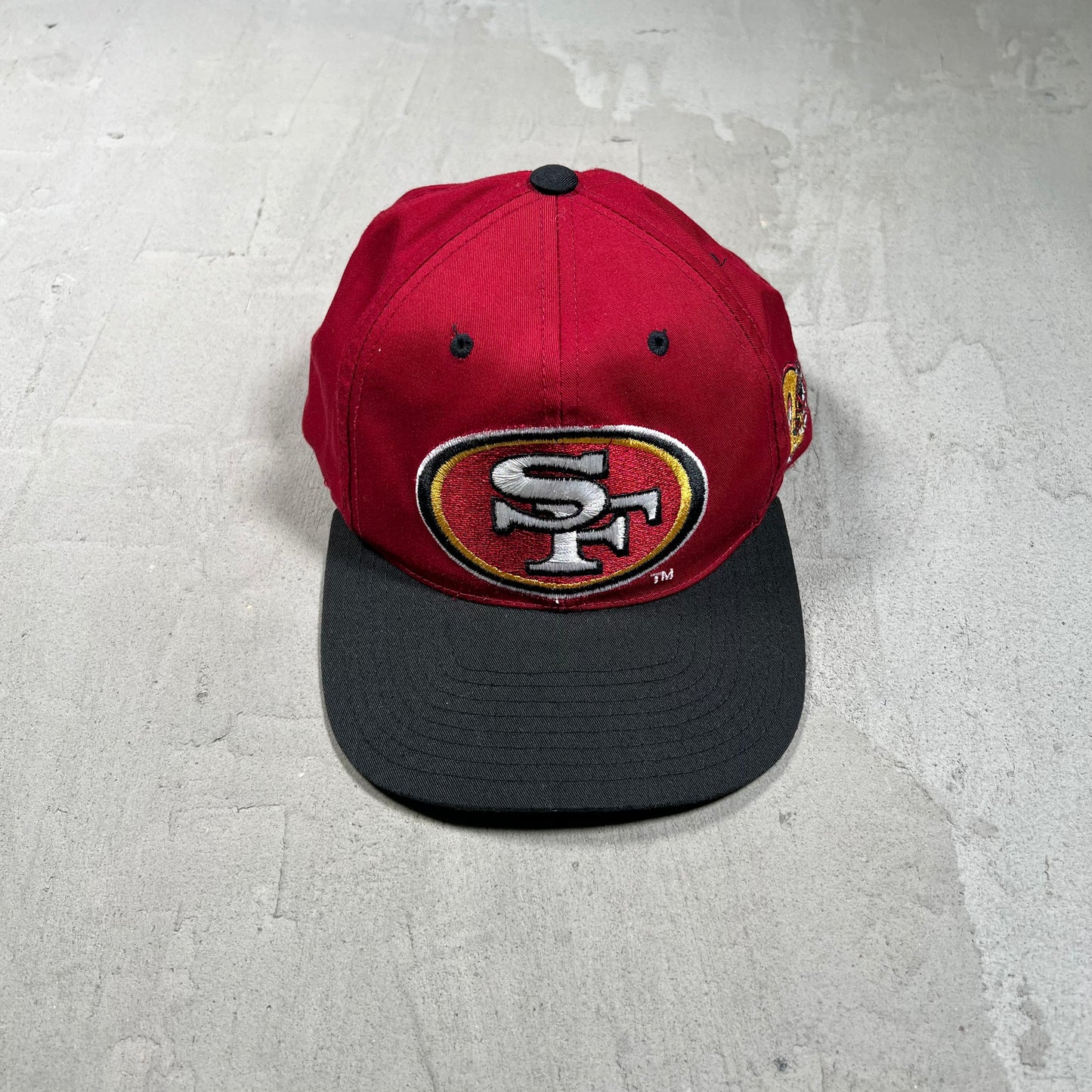 Y2K 49ers Big Logo Maroon/Black Snapback Hat USED v19724