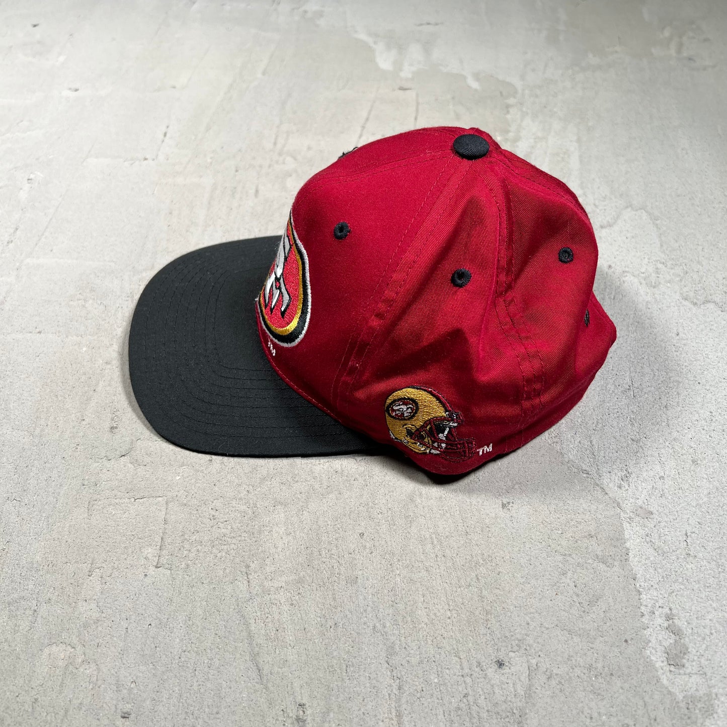 Y2K 49ers Big Logo Maroon/Black Snapback Hat USED v19724
