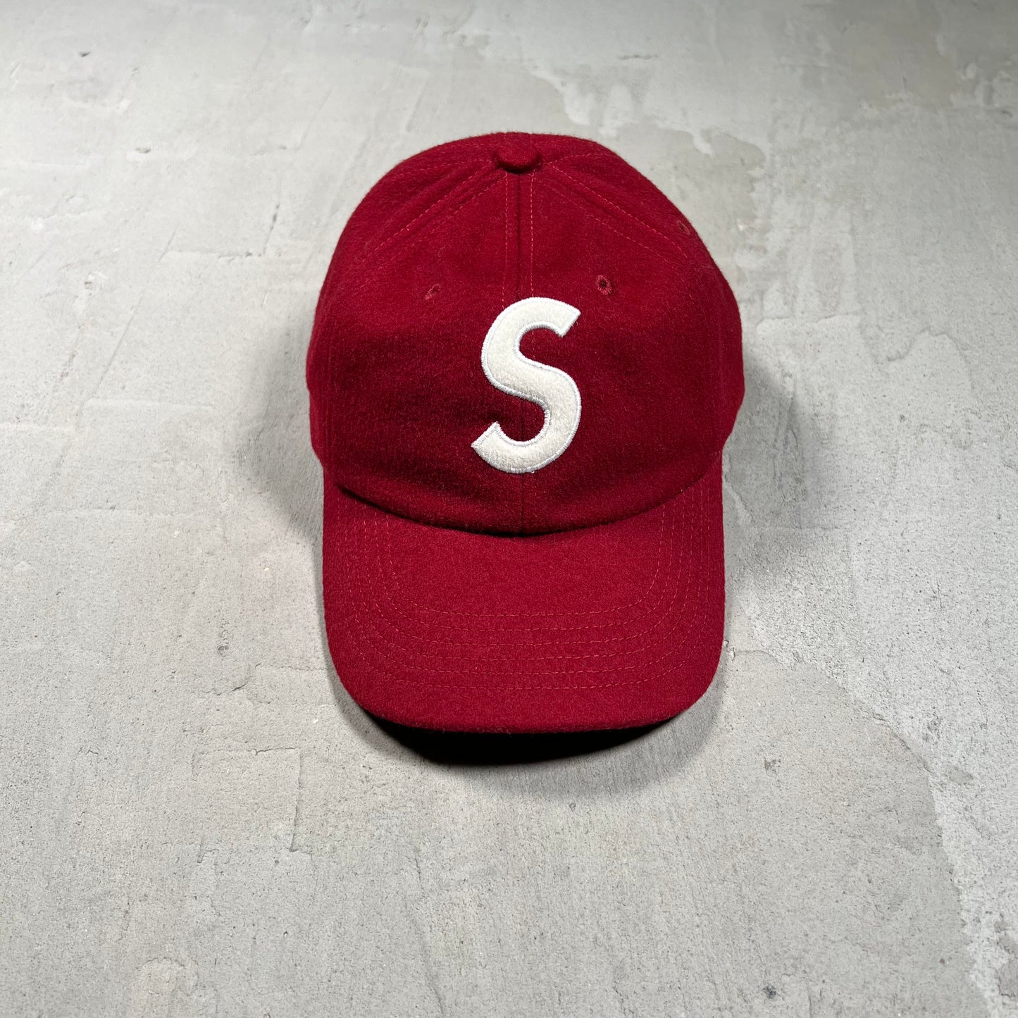 Supreme Wool S Logo 6 Panel Hat Red (2021) USED x17816