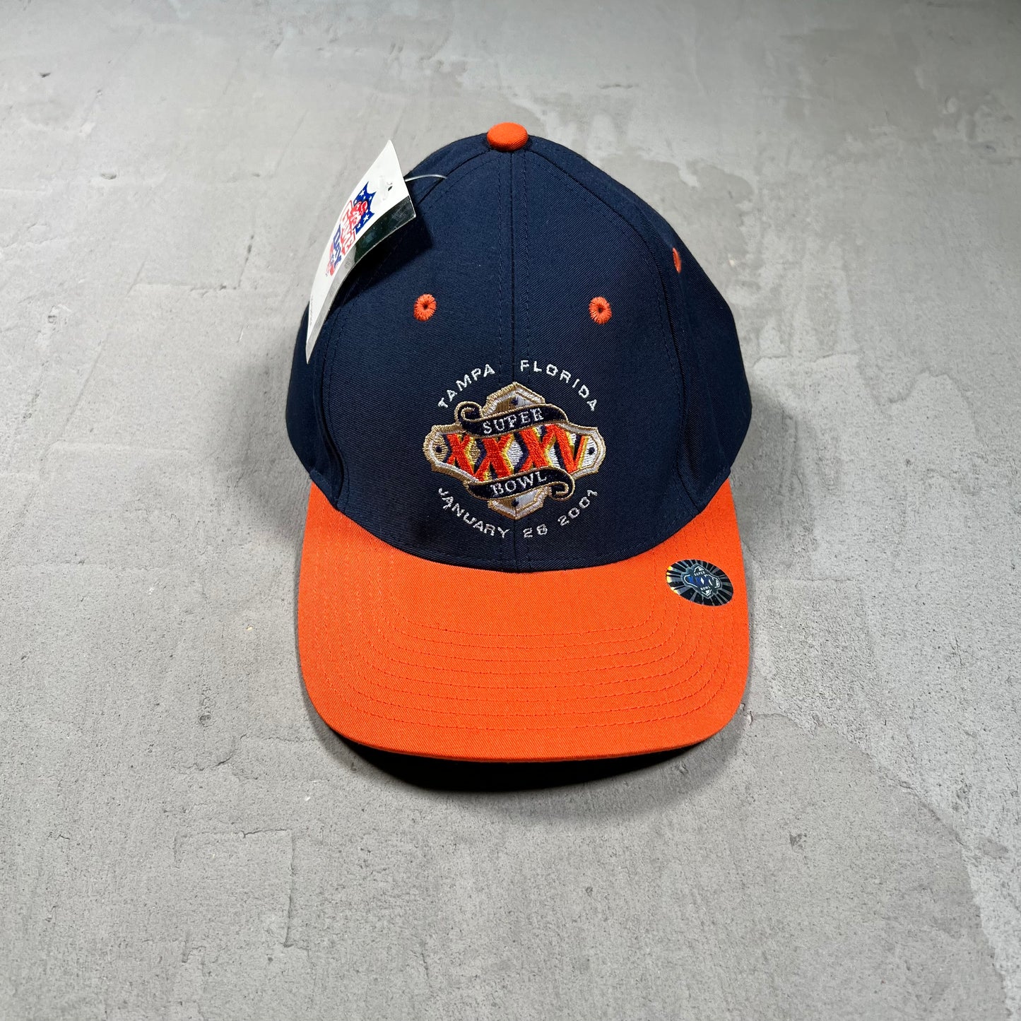 2001 Navy/Orange Super Bowl Snapback Hat NEW v19721