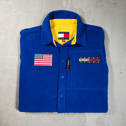 Tommy Hilfiger Jeans Outdoors Expedition Blue Fleece Half Zip Size Large USED v19665