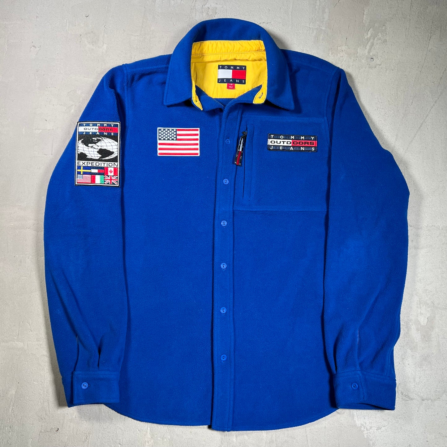 Tommy Hilfiger Jeans Outdoors Expedition Blue Fleece Half Zip Size Large USED v19665
