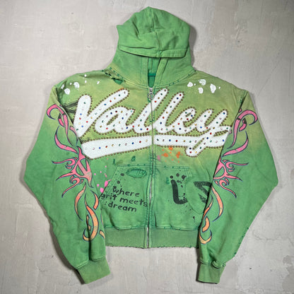Vale Forever Inferno Green Zip Up Hoodie Size Large USED x17798