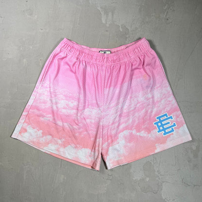Eric Emanuel Pink Cloud/Blue Logo Shorts Size XXL USED x17812