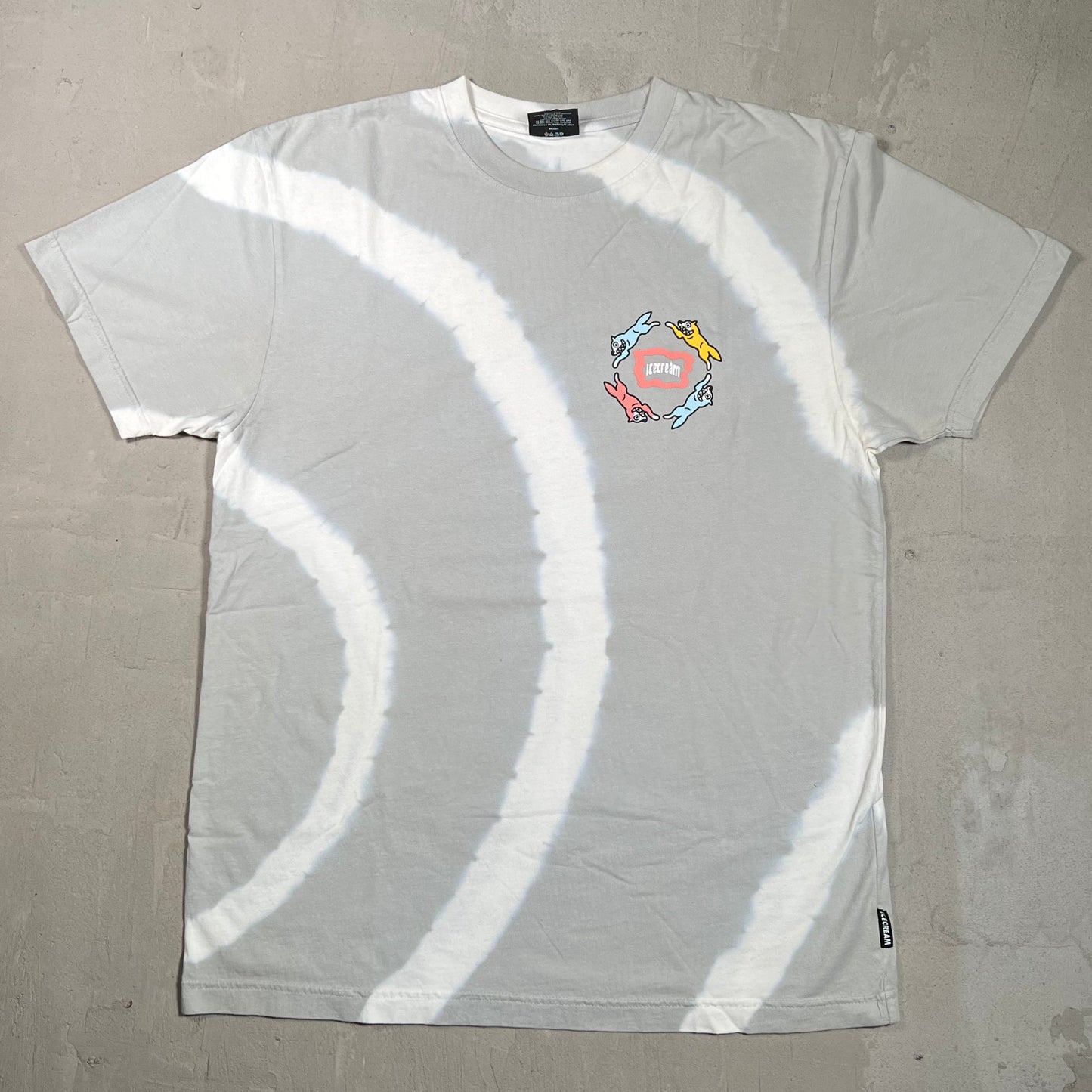 Ice Cream Tie Dye Grey/White Tee Size Large USED x17795
