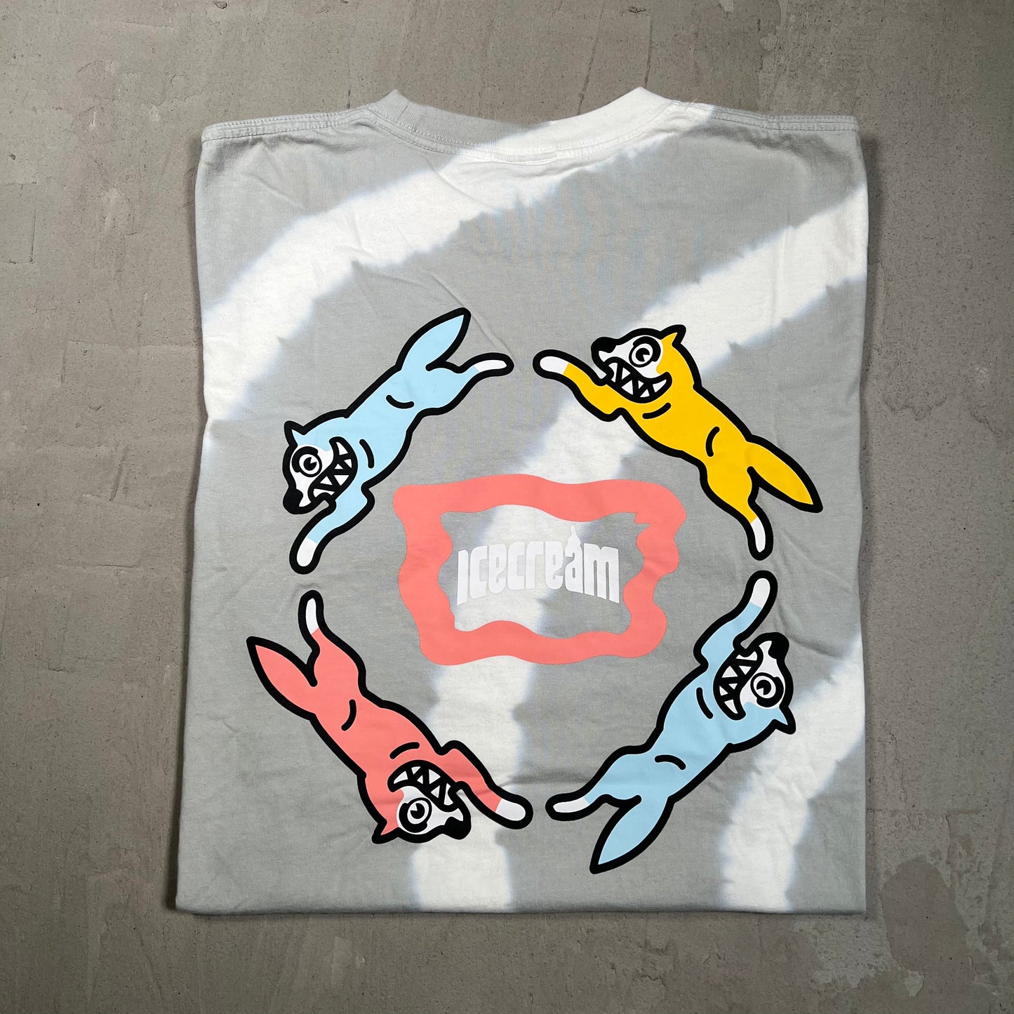 Ice Cream Tie Dye Grey/White Tee Size Large USED x17795