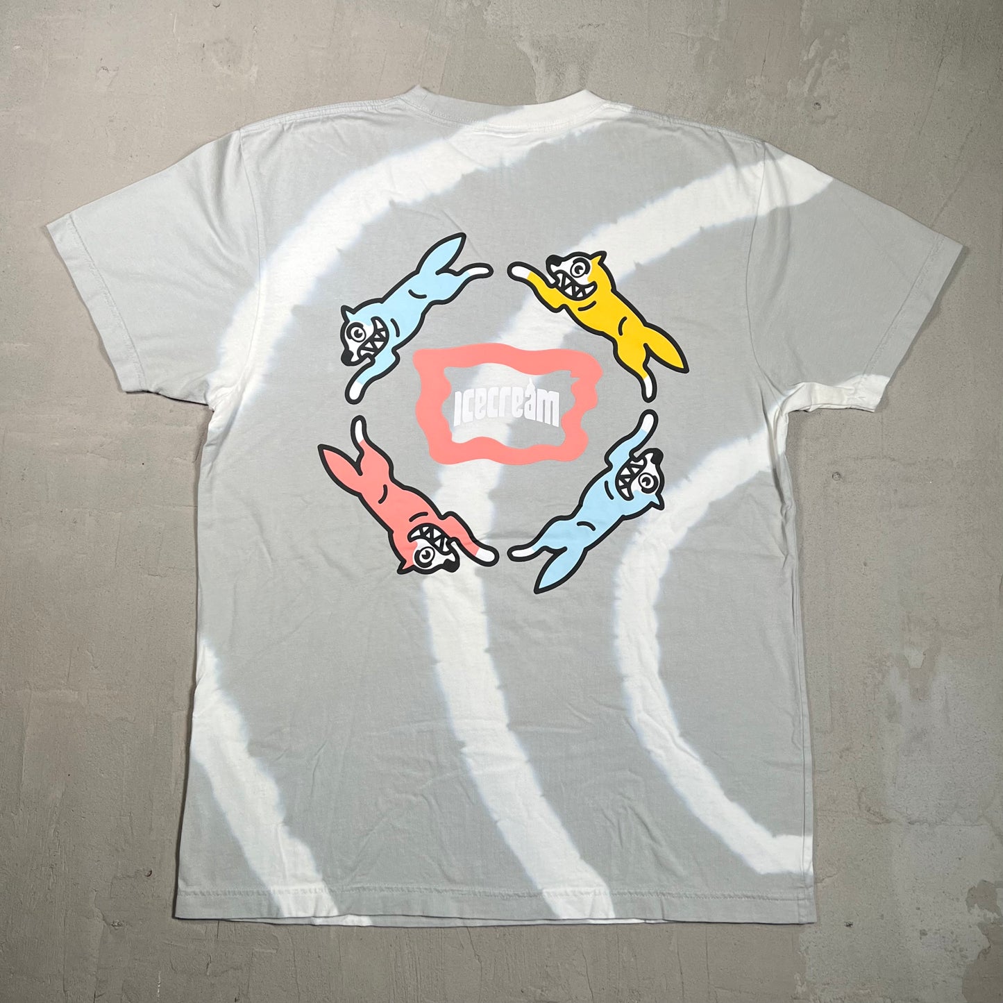 Ice Cream Tie Dye Grey/White Tee Size Large USED x17795