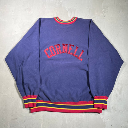 1990s Cornell Reverse Weave Purple Champion Crewneck Size XL USED v19664