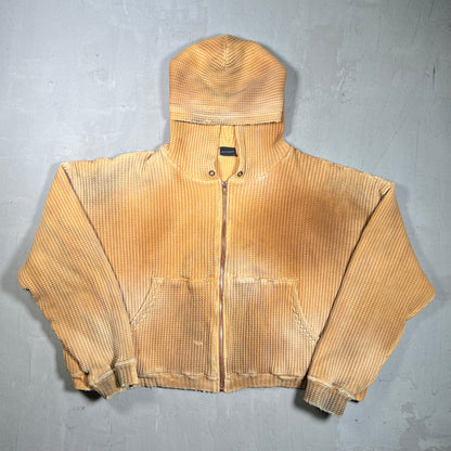 GV Gallery Raspberry Hills Waffle Dyed Heavy Thermal Zip Up Hoodie Size Small USED x17737