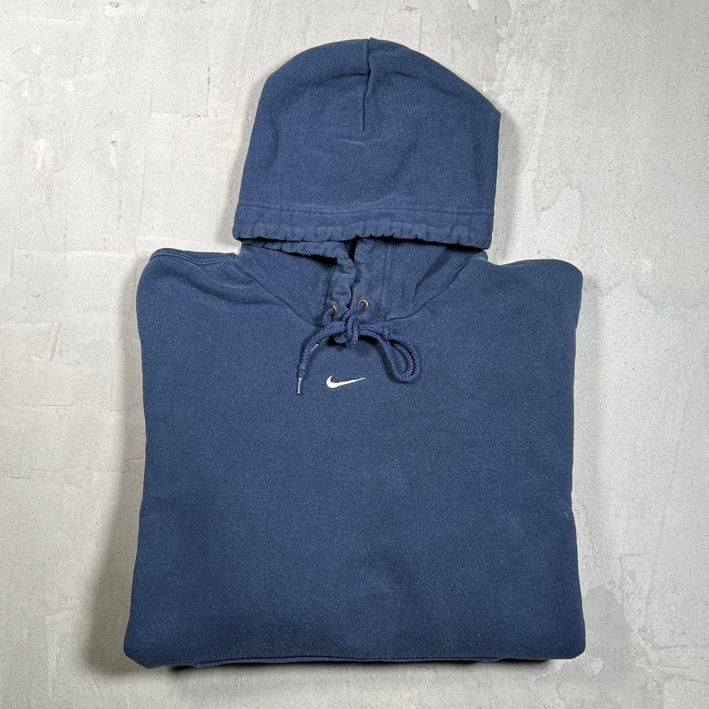 Y2K Nike Center Swoosh Navy Blue Pull Over Hoodie Size XL USED v19761