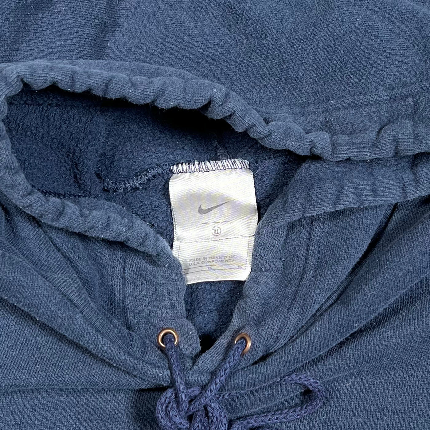Y2K Nike Center Swoosh Navy Blue Pull Over Hoodie Size XL USED v19761