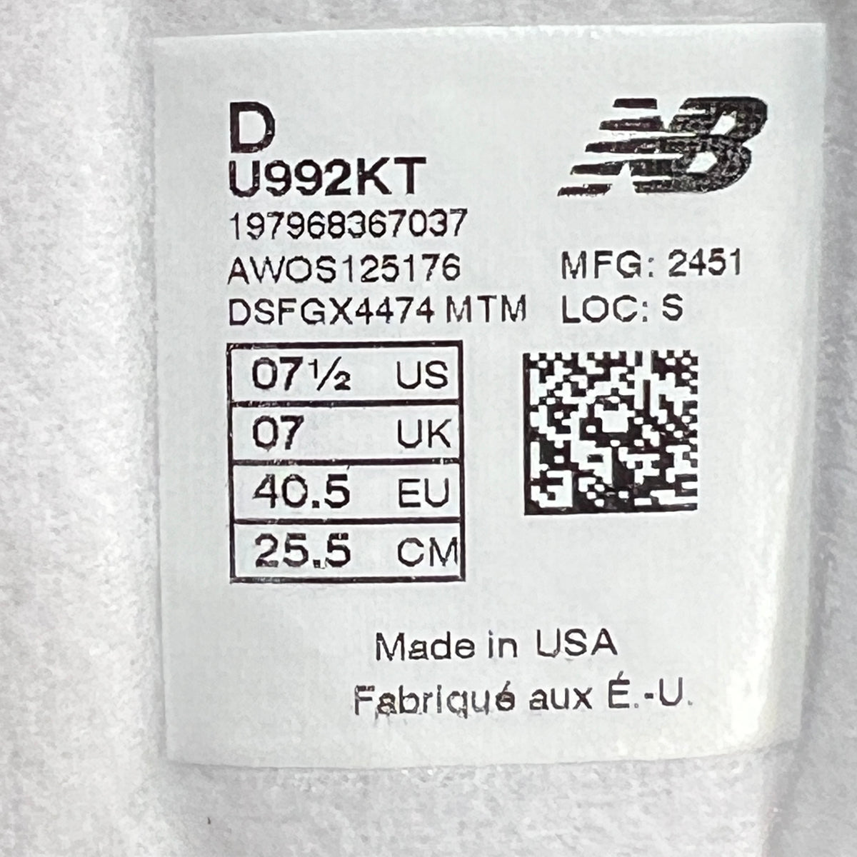 New Balance 992 Kith Osaka Pack (2025) Size 7.5 NEW s23306
