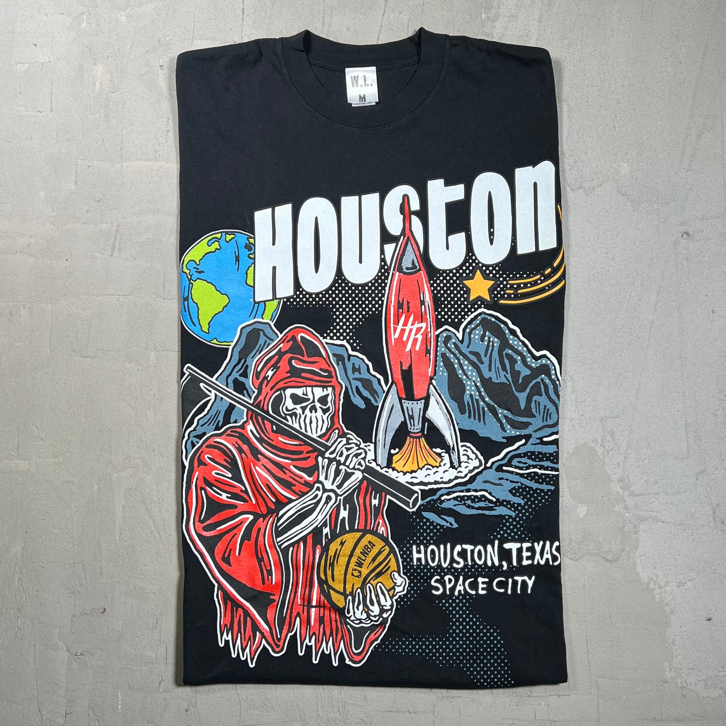 Warren Lotas Houston Rockects Space City Black Tee Size Medium USED x17890