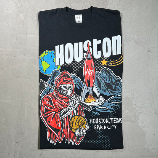 Warren Lotas Houston Rockects Space City Black Tee Size Medium USED x17890
