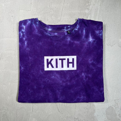 Kith Purple Tie Dye Box Logo Tee Size Large USED x17891