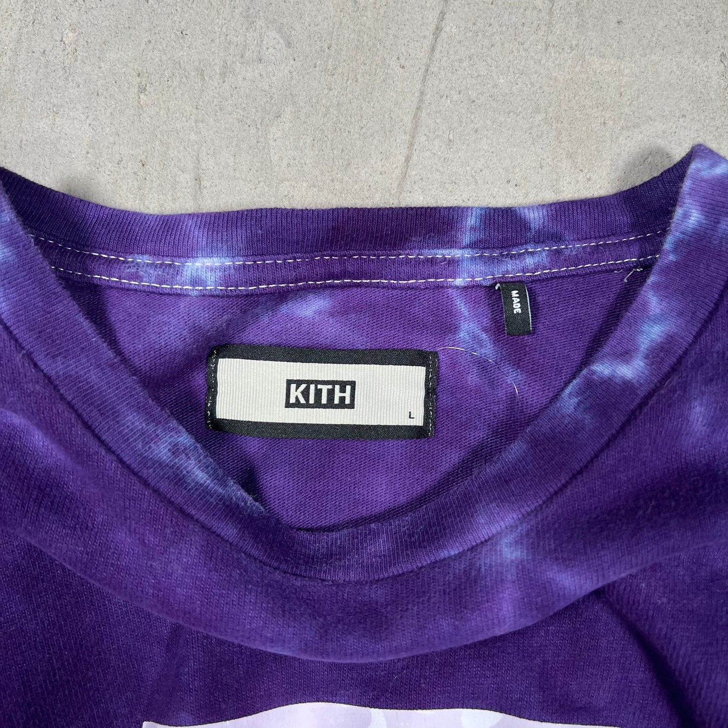 Kith Purple Tie Dye Box Logo Tee Size Large USED x17891