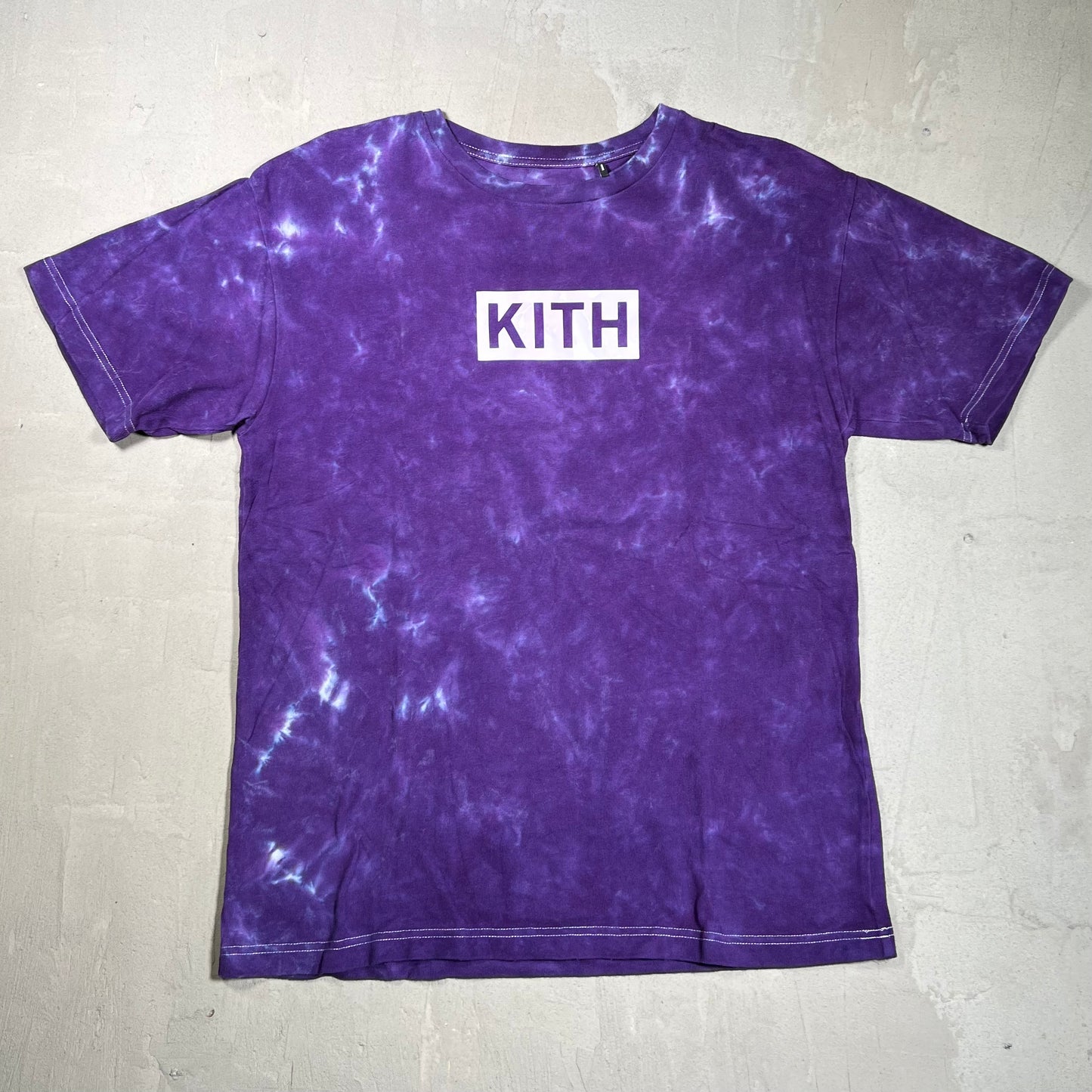 Kith Purple Tie Dye Box Logo Tee Size Large USED x17891