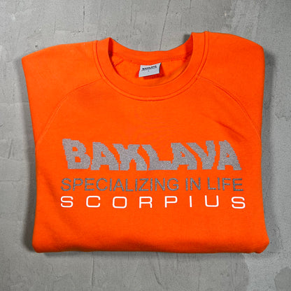 Baklava Action Bronson Orange Scorpius Crewneck Size Large USED x17878