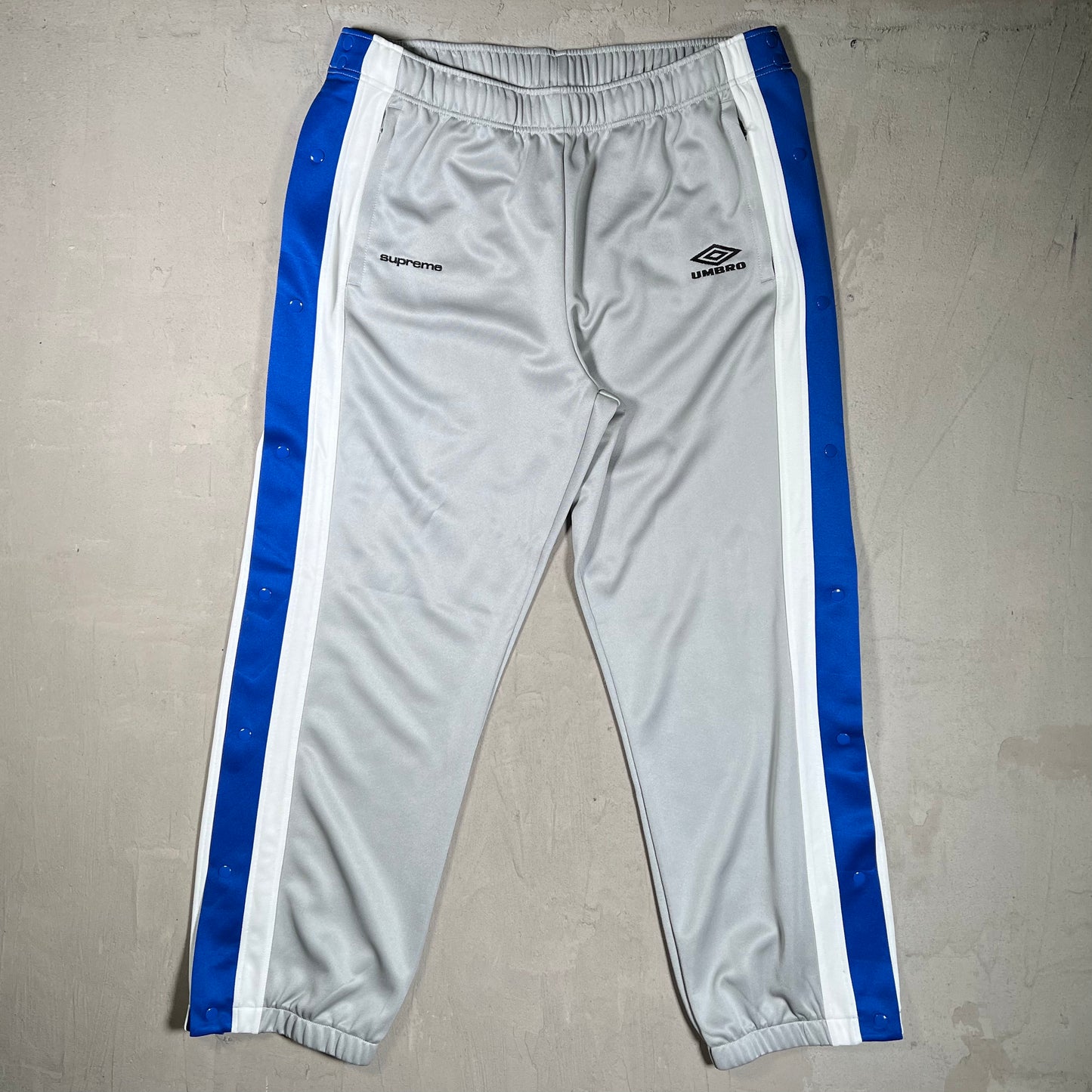 Supreme Umbro Break-Away Grey/Blue Track Sweatpants Size Large NEW x17855
