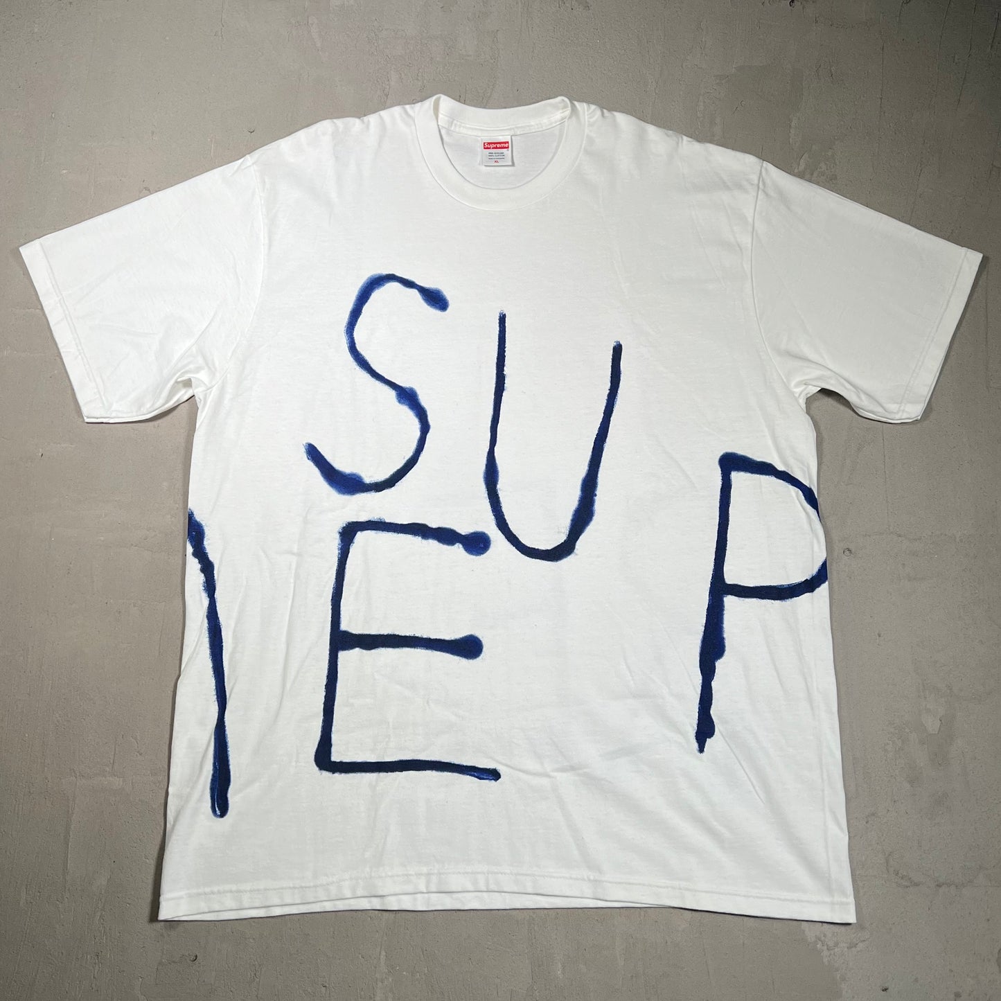 Supreme Painted White Tee Size XL USED x17856