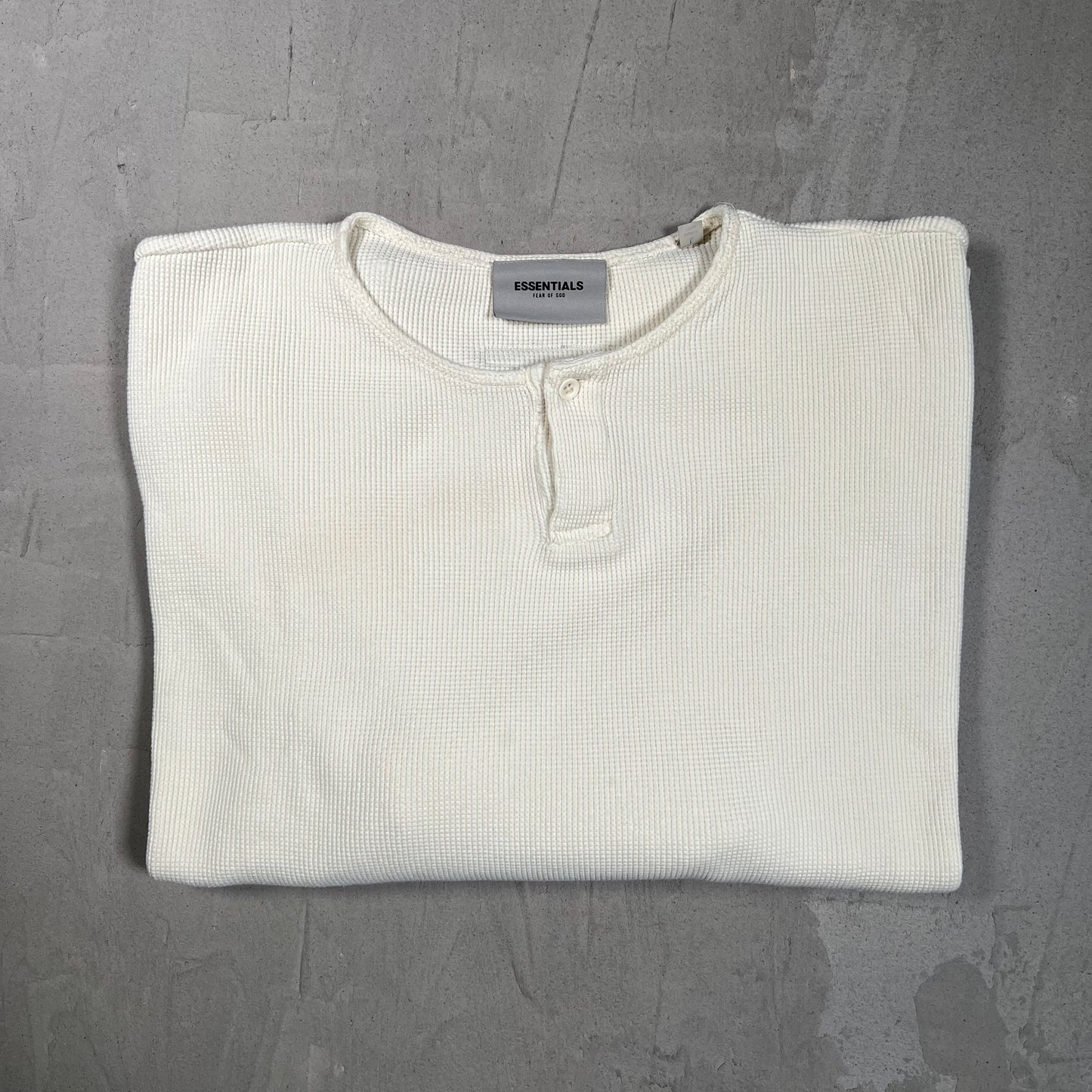 Fear of God FOG Essentials White Thermal Longsleeve Size Large USED x17858